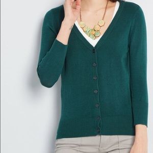 ModCloth charter school cardigan in peacock